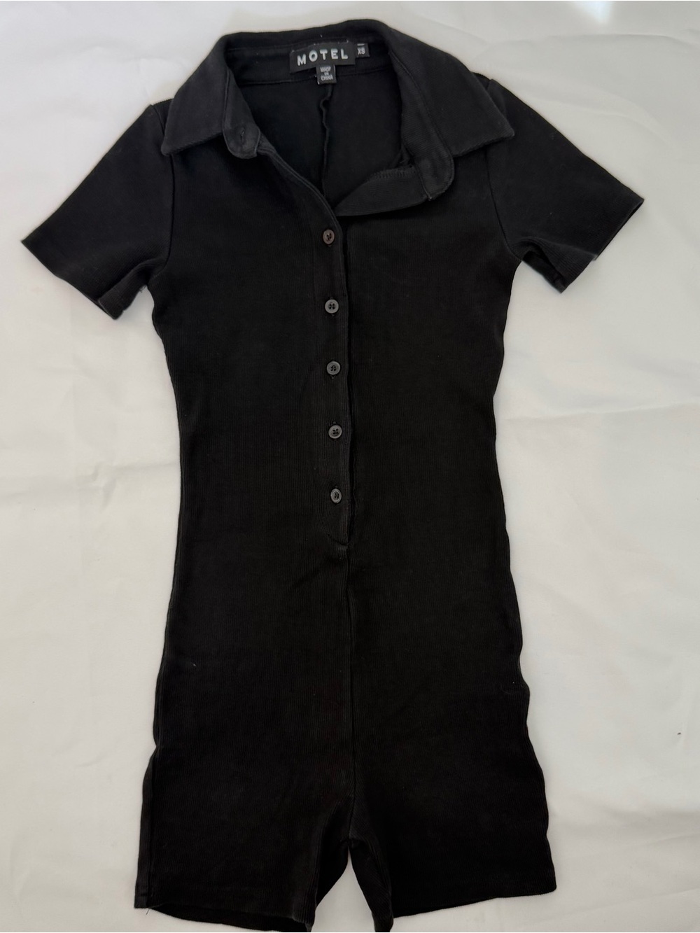 Motel Rocks Black Button-Up Short Sleeve Romper